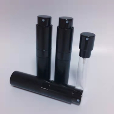 Travel Mini Container Aluminum Refillable Perfume Spray Bottle 8ML Black Aluminum Color