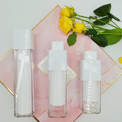 ขวดสุญญากาศสี่เหลี่ยมโรตารี่ 15ml 30ml 50ml Double Wall Silk Screening Matte บรรจุภัณฑ์ขวด